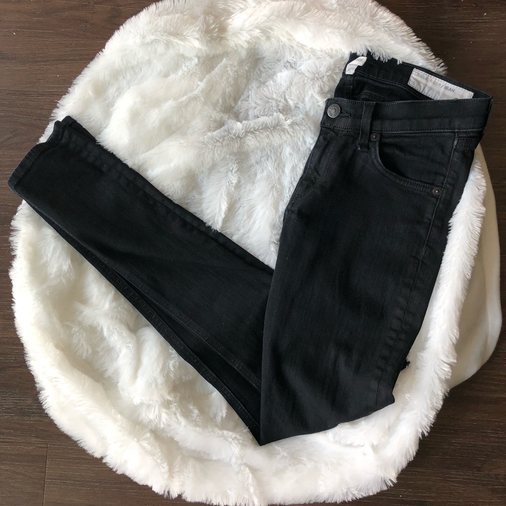 Rag & Bone Skinny Jeans Coated Black Size 26